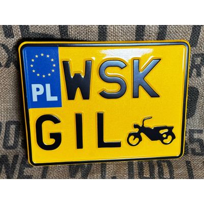 WSK GIL 125 Tablica Rejestracyjna  Żółta Motocyklowa